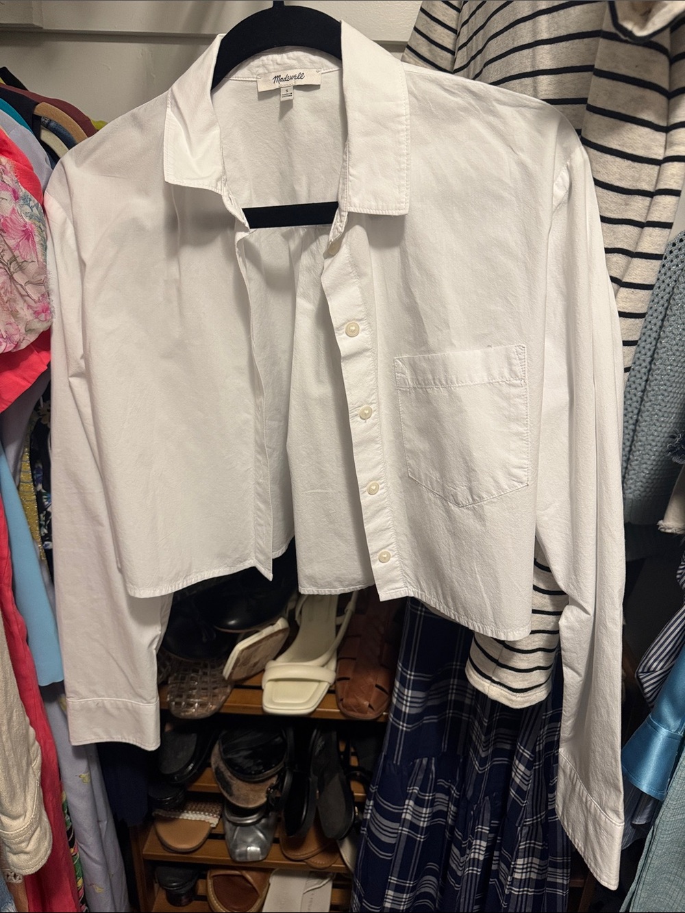 Madewell crisp White Cropped Button-Down size small like new